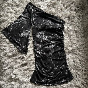 Black and silver one shoulder dress